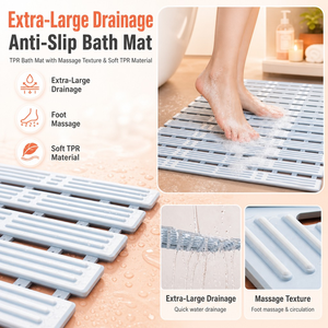 Tappetino <span class=keywords><strong>Antiscivolo</strong></span> in Silicone <span class=keywords><strong>per</strong></span> <span class=keywords><strong>Doccia</strong></span>, Tappetino da Bagno ad Asciugatura Rapida con Ventose e Fori di Drenaggio, Tappetino <span class=keywords><strong>per</strong></span> Vasca da Bagno - Product Image 1