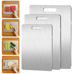 Ensemble de planches à découper en acier inoxydable, 3 pièces, rectangulaires, antibactériennes, compatibles lave-vaisselle, pour usage en cuisine - Product Image 1