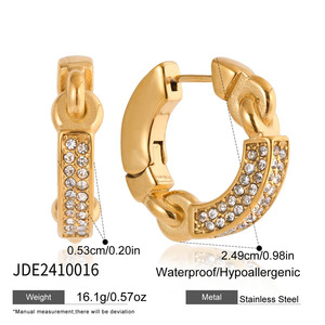 Pendientes de Aro de Acero Inoxidable con Baño de Oro e Incrustaciones de Cristal, Joyería para Fiestas, Accesorio de Moda para Mujer - Product Image 5