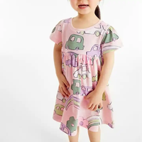 Robes mini décontractées respirantes en polyester/coton pour filles, motif dessin animé mignon, idéales pour les sorties et l'escalade – Qualité supérieure, ODM