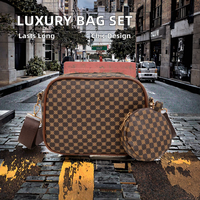 Ensemble Sac à Main et Portefeuille en Cuir PU de Luxe pour Femme, Style Louis, Motif Étoile, Poignée Unique, Fermeture Éclair