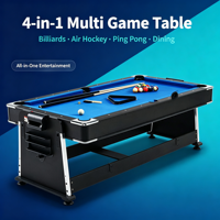 Table de jeu multisports 4-en-1 d'intérieur (billard, hockey sur air, tennis de table) avec poches en PVC pour enfants et adultes, idéale pour les fêtes de famille et les salles de jeux à domicile