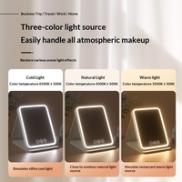 Miroir de Maquillage LED 1x Portable Pliable avec Lampe, Logo/Design Personnalisé, Éclairage de Bureau pour Dortoir et Bureau