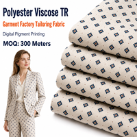 Tela para Trajes de Fábrica de Ropa, Poliéster Viscosa TR Estampada Personalizada, Tejido para Blazer y Pantalón de Mujer, Suministro a Granel en Rollo