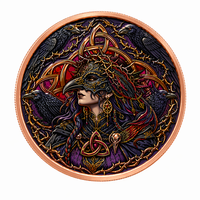 Pièce de monnaie en cuivre de collection, motif Masque de corbeau et Dame, 5 AVDP oz .999 Or pur, Relief 3D, Couleur UV, Art Gothique Memento Mori