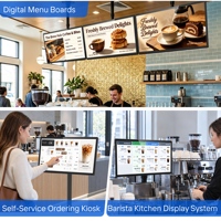 Layar Restoran KDS 21.5 Inci Android 14 1920*1080 Layar Sentuh PoE VESA Mount 4GB 64GB untuk Alur Pemesanan Kopi