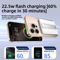Cargador Inalámbrico Magnético Ultrafino de 10000mAh con Soporte de Plástico y Cordón, Batería Externa Compacta con Acabado Pintado para Carga Rápida 3C