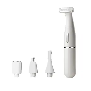 Tondeuse multifonctionnelle 4-en-1 pour femmes-Tondeuse des sourcils, épilation du nez et rasoir électrique rechargeable pour les racines