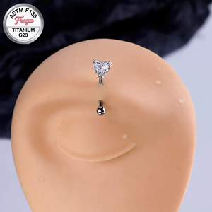 Bijoux de piercing corporel en Titane ASTM F136 : Piercings d'oreille (Rook, Daith), Boucles d'oreilles à barre courbée avec fleur en zircon, Piercings de nombril, Piercings de sourcil - Product Image 3