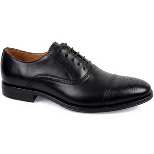Chaussures habillées Oxford en cuir véritable à bout pointu, à lacets, couleur unie, pour le bureau et la carrière, toutes saisons, semelle extérieure en caoutchouc - Product Image 1