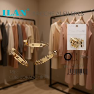 Ilan Broche Alfileres 30mm Dorato 18pz Fermagli per Abiti - Product Image 2