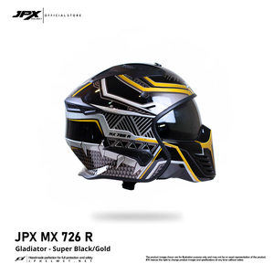 Le casque intégral modulaire JPX MX 726 R, avec un motif MX 11 Gold saisissant pour le motard aventureur - Product Image 6
