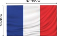 Drapeau de France Hannuo en polyester 90x150cm, couleurs inaltérables, idéal pour événements nationaux et rassemblements sportifs