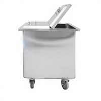 Chariot de stockage carré mobile en acier inoxydable grande capacité pour farine et ingrédients, avec roulettes, pour usine alimentaire
