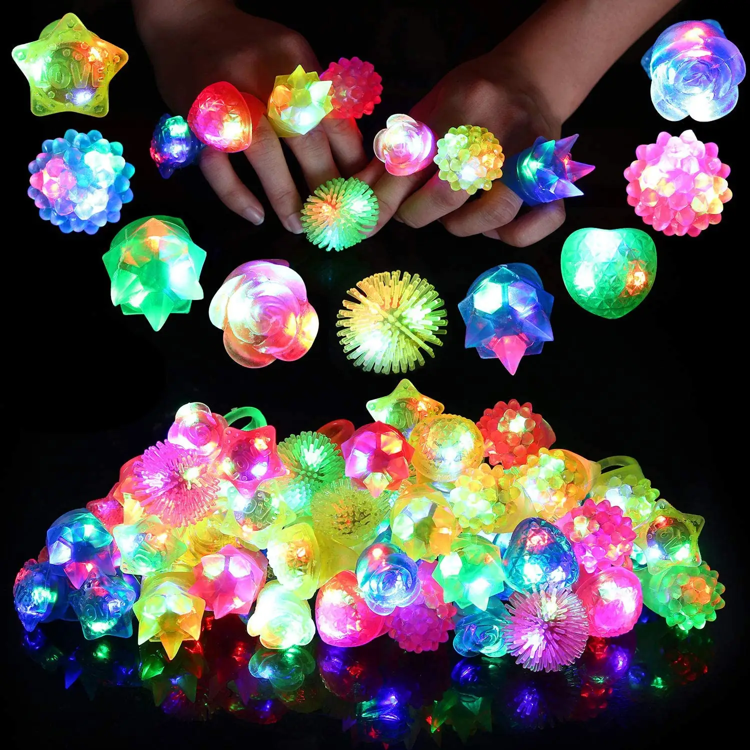 Glowing Luminous Rings LED Light Up Rings Glow Party Favor Toy Flash LED Cartoon Lights Glow Toys Kids Gifts