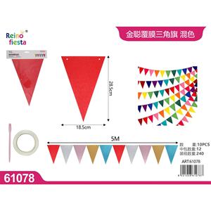 Set di 10 pezzi colorati di striscioni a triangolo con 5M di linea per il diploma di scuola superiore decorazioni per feste di natale fatte bandiere di feltro di carta - Product Image 1