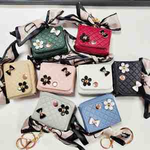 Luxury Leather Mini Bag Keychain for Earphone Case Coin <b>Purse</b> Earphone Bag Pendants Keychains for Airpods - Product Image 2