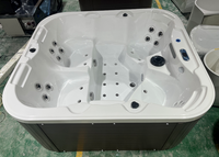 Bain à remous extérieur pour 4 personnes, en acrylique, avec massage à bulles, panneau intelligent chauffant pour le jardin