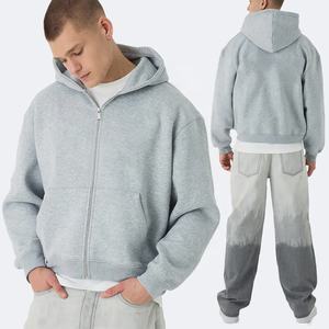 هوديز للرجال سادة عالية الجودة الوزن الثقيل هوديس انخفض الكتف Boxy Cropped <span class=keywords><strong>up</strong></span> Hoodie - Product Image 1