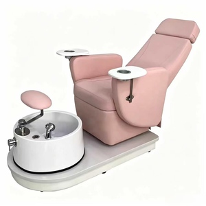 K Pink Electric Pedicure Chair Spa Salon Reclining Massage Chair Adjustable Nail <b>Table</b> with Foot <b>Bath</b> - Product Image 3