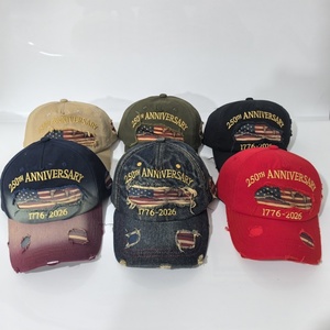 Gorra de Béisbol Retro de 6 Paneles, 100% Algodón, Ajustable, Estilo Vintage, con Logotipo Personalizado, Gorra Snapback, 250th - Product Image 1