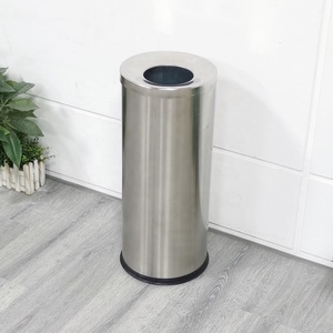 Thùng rác mở Top thép tròn 12L carton thép không gỉ Xe đẩy giỏ hàng rác tủ Thùng rác có thể thép không gỉ chải - Product Image 2