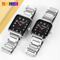 Montre à quartz pour femme SKMEI, carrée, style antique, affaires, étanche 3ATM, boîtier en alliage, bracelet en acier inoxydable, cadran en verre, 1955