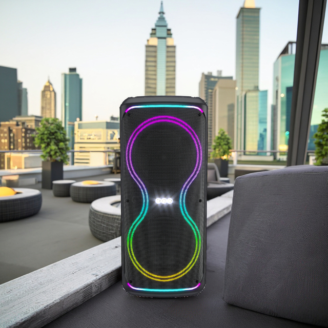 Portable for Wireless Speaker with Double Subwoofer Heavy Bass FM Radio Microphone RGB LED Lights USB