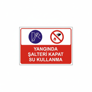 <b>Electronic</b> <b>Sign</b> for Circuit Breaker & Water Safety "Turn off Circuit Breaker and Do Not Use Water in Case of Fire" - Product Image 2
