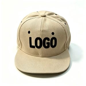 Gorra de Béisbol Personalizada al por Mayor con Logotipo, Gorra Snapback de Pana a Rayas de 6 Paneles con Visera Plana, Estilo Hip Hop, Bordado en Color Pantone - Product Image 4