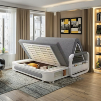 Sofá cama plegable inflable moderno con tapicería de tela y marco metálico de almacenamiento para uso en apartamentos, hoteles o salas de estar