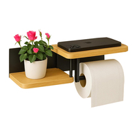 Tempat Tisu Toilet/Kertas Dapur 3 in 1 dari Kayu dengan Rak