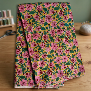 Hand Weft Knit Floral Cotton Fabric Soft Lightweight 80 GSM 60S60S Yarn Earth Tone Boho Style Women Girls Boys Dresses <b>Kaftan</b> - Product Image 4