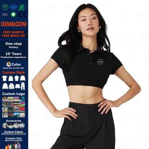 Top corto camisas personalizadas 95% algodón/5% Elastano ajustado Sexy <span class=keywords><strong>Club</strong></span> Streetwear señoras camiseta de lujo al por mayor <span class=keywords><strong>Polo</strong></span> recortado mujeres - Product Image 1