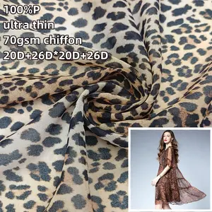 QIHANG tessuto di stampa digitale leopardo stampa digitale tessuto chiffon di seta poliestere per abiti da donna