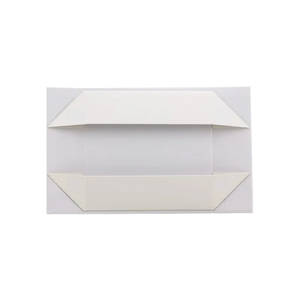 Boîte cadeau pliante magnétique carrée de taille moyenne en blanc uni avec logo imprimé sur mesure et couvercle magnétique - Product Image 6