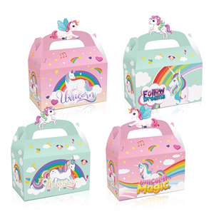 Huancai – boîtes à bonbons avec découpes en papier, 12 pièces, dessin animé, <span class=keywords><strong>licorne</strong></span>, cadeau, gâteau, boîte de friandises pour enfants, fournitures de fête d'anniversaire - Product Image 1