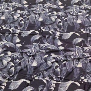 Tissu abaya motif personnalisé feuilles tissu mousseline de crêpe imprimé designer pour abaya,Hijab, foulard - Product Image 1