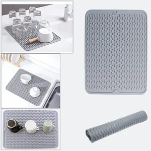 Tappetino per asciugare i piatti in silicone grande lavabile in lavastoviglie impermeabile 30*40 tappetino drenante resistente al calore per la cucina