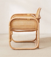 Fauteuil vintage en rotin naturel, chaise de loisirs élégante pour chambre ou hôtel