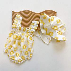 Vêtements pour bébé nouveau-né, vêtements pour bébé à fleurs + chapeau, coton de haute qualité, barboteuse pour bébé - Product Image 3