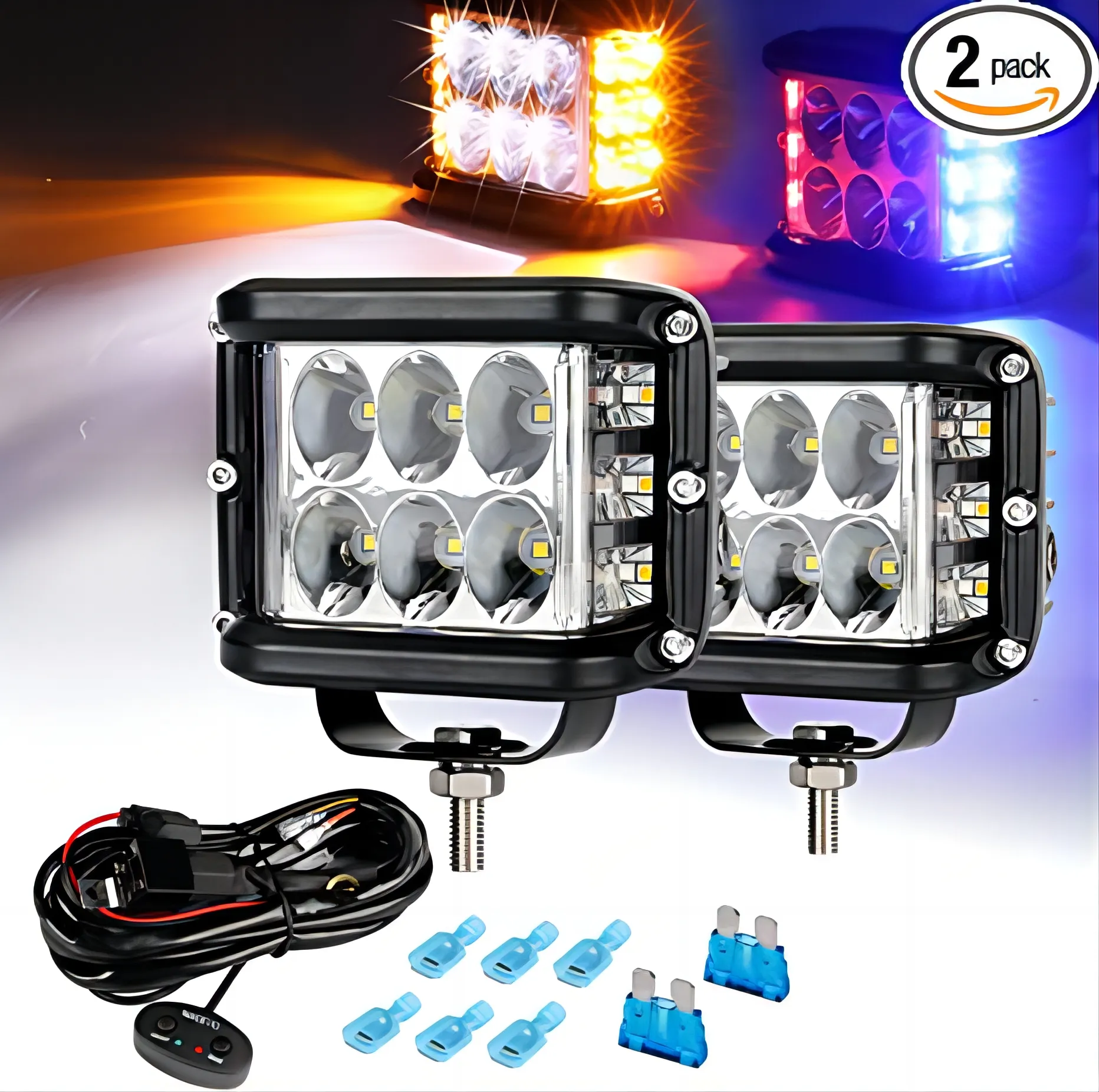 NAO Đèn Led Làm Việc 3 Inch 60W 120W Đèn Cảnh Báo Lái Xe Đèn Led Màu Hổ Phách Kết Hợp 4X4 Faros Đèn Thanh Thuyền Đèn Led Xe Hơi Địa Hình