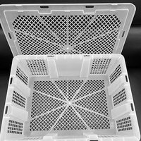 Panier de rangement en plastique moulé par injection PP de haute qualité pour fruits de mer / CAISSES (BYK-2) / Panier de manutention avec couvercle 48*36*16cm Blanc