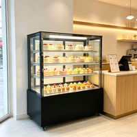 Vitrina Refrigerada Vertical Comercial Alta para Pasteles, con Vidrio Curvo Recto, Refrigeración por Aire, para Panadería y Pastelería, con Luz LED