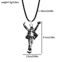 Collier en verre avec figurine dansante MJ Michael Jackson, pendentif lettre BAD, bracelet à breloques, bijoux punk rock, cadeau unisexe