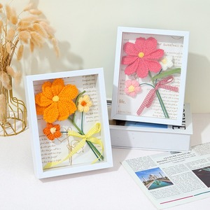 Marco de fotos personalizado con flor de Gesang de simulación creativa tejida a mano, regalo decorativo tridimensional con acabado único. - Product Image 3