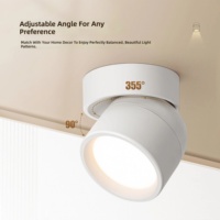 Spot LED de plafond rotatif 355° anti-éblouissement à faisceau large réglable noir/blanc sans encastrement pour la maison