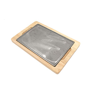 Assiette Teppanyaki avec base en bois grande assiette à steak en fonte usage domestique gril plateau <span class=keywords><strong>de</strong></span> <span class=keywords><strong>cuisson</strong></span> poêle à steak gril <span class=keywords><strong>plaque</strong></span> <span class=keywords><strong>de</strong></span> serveur - Product Image 5