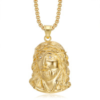 Collier Pendentif Homme en Acier Inoxydable, Style Hip Hop, Couronne de Thorns, Jésus, Saint Jude, Religieux, Chrétien, Catholique, Bijoux de Mode, Vente en Gros