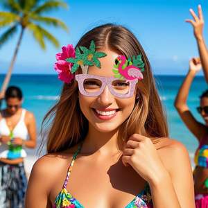 Accesorios para fotos de fiesta de Estilo Hawaiano, <span class=keywords><strong>gafas</strong></span> de feliz cumpleaños para suministros de fiesta - Product Image 4